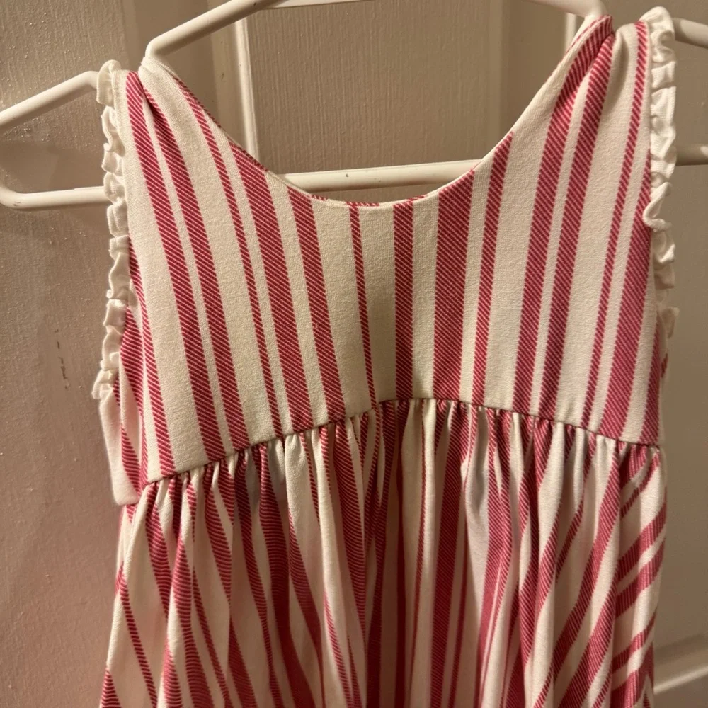 WILDLING 2T* -3T Girls Peppermint Striped Maxi Lounge Dress Red & White w Ruffle